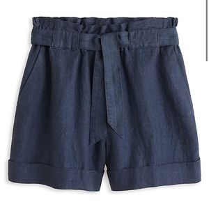Mango Panadero Navy Linen Shorts, size XS